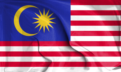 An up close view of Malaysia flag flying textures