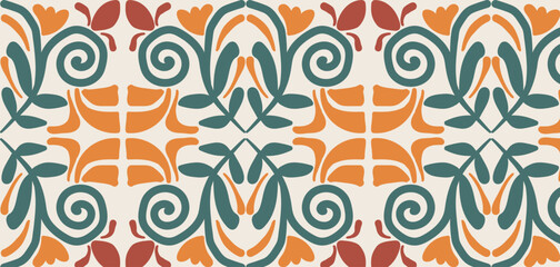 Feminine flowers with floral seamless pattern. Pastel boho background in minimalist. Suit for presentation, backgrounds, wallpapers, textile, and fashion