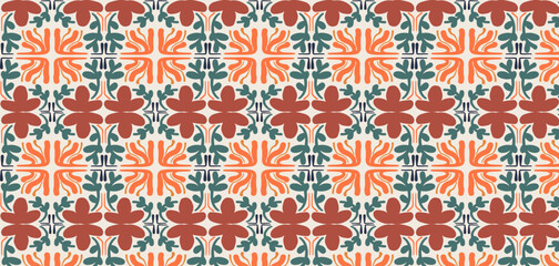 Flowers with floral botanical seamless pattern. Pastel boho background in minimalist. Suit for presentation, backgrounds, wallpapers, textile, and fashion.