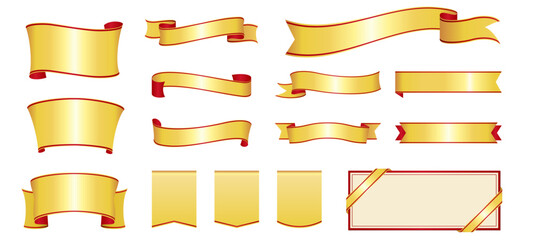 gold ribbon banner design material