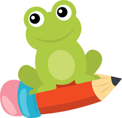 Cute Wild Animal Riding A Pencil