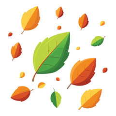 3D Falling Leaves on white Background Render, vector illustration