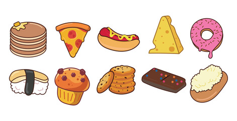 fast food bread set flat design