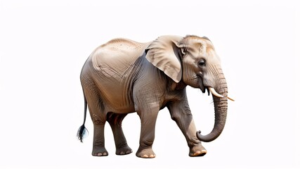 Naklejka premium Isolated image of an elephant standing on a white background.