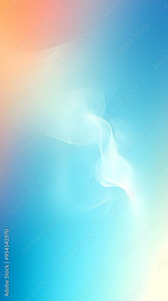 Sticker Abstract background with a soft, white, flowing line on a blue and pink ombre gradient.