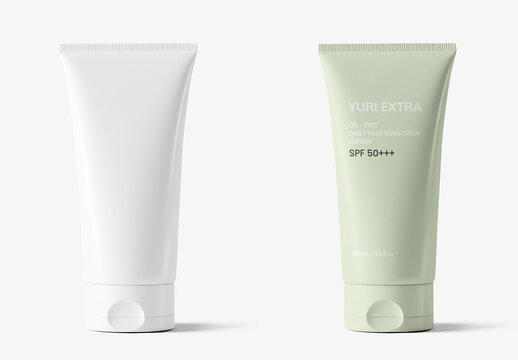 Product Packaging Skincare Sunscreen Tube Mockup With Generative AI