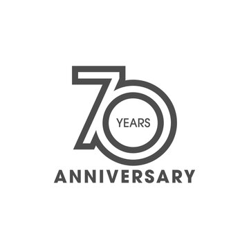 70 anniversary years simple shape out line unique logo