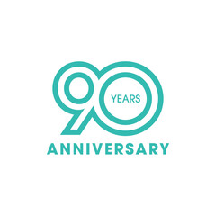 90 anniversary years simple shape out line unique logo