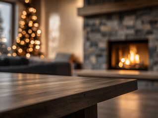 Cozy Christmas interiors with warm lighting