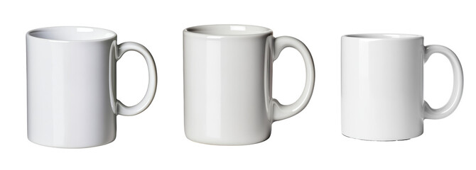 White Coffee Mugs, Set of plain white ceramic mugs, Minimalist kitchenware