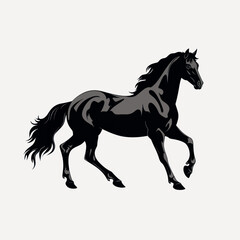 Elegant black horse silhouette art