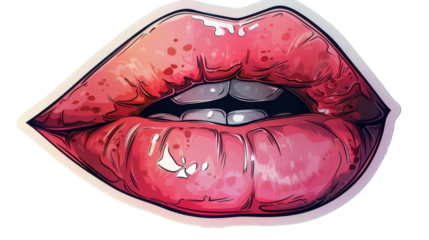 Groovy, lovely lips isolated in PNG format, perfect for retro and pop art-themed designs