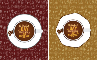 Free vector international day of coffee with great background coffee cup and nice phrase