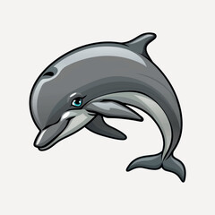 Fototapeta premium Playful cartoon dolphin illustration