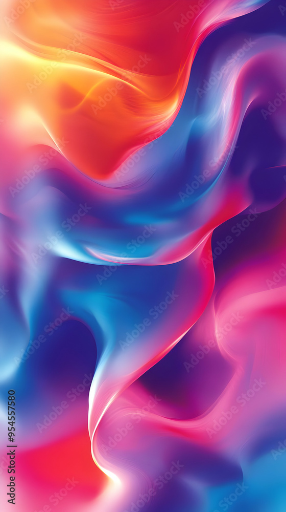 Poster Abstract background with swirling vibrant colors of blue, pink, red, and orange.