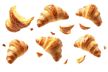 croissant falling at different angles, creating a sense of movement and energy.