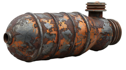 Vintage Hand grenade isolated in PNG format, ideal for military, tactical, or graphic design projects.