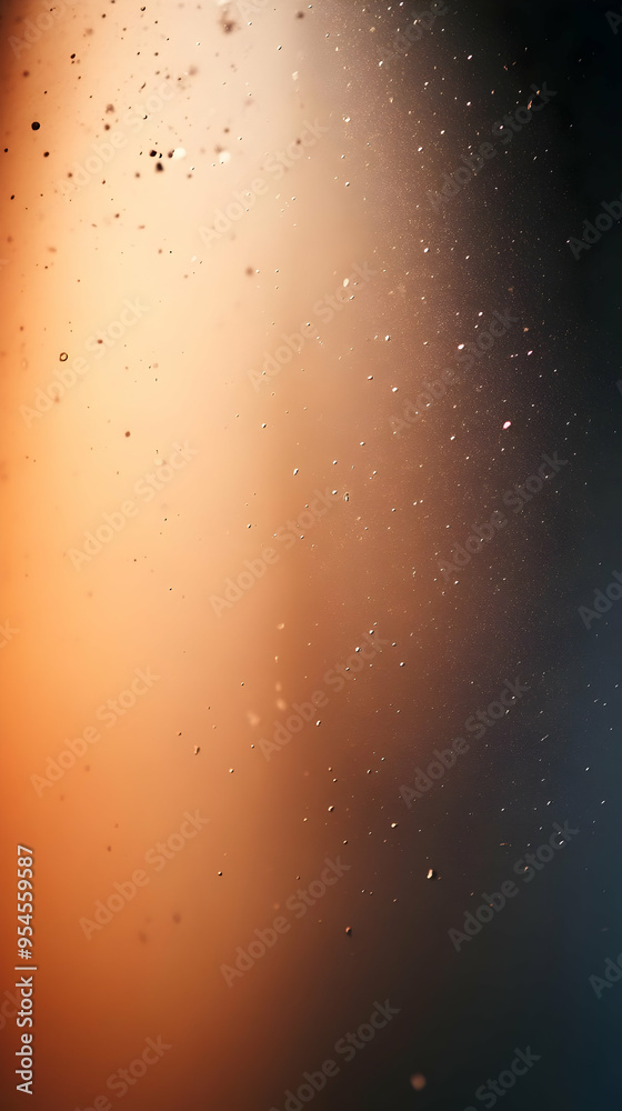 Sticker Abstract background with warm orange and dark brown gradients and small round particles.