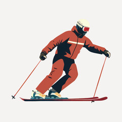 Fototapeta premium Skiing action winter sports illustration