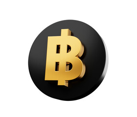 Coin icon. Thailand Baht symbol. Golden coin. Thailand coin. Currency exchange 3d illustration
