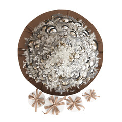 Christmas tree with decorations, isolate on a transparent background, 3d illustration, cg render
