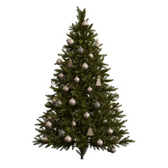 Christmas tree with decorations, isolate on a transparent background, 3d illustration, cg render
