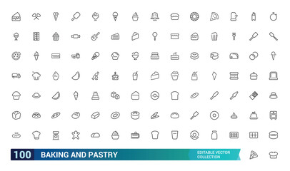 Baking and pastry editable stroke outline icons set. Isolated line vector illustration. Pixel perfect. Editable stroke icons.