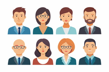 Business man and women avatar icon set. Male and female head profile sign vector