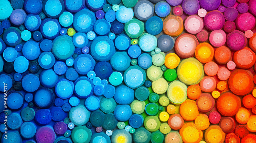 Wall mural close up of colorful rounds, wallpaper or background.