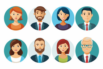 Business man and women avatar icon set. Male and female head profile sign vector