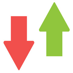 Down and up arrow icons. Fall and rise sign symbols.