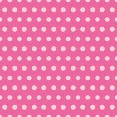 A charming pink polka dot pattern perfect for adding a touch of vintage style to any project. The playful design features white dots on a soft pink background. Ideal for crafting, scrapbooking, home d