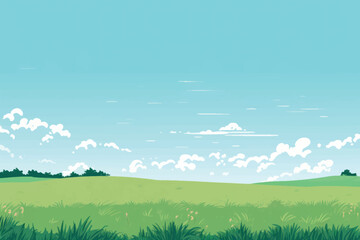 Serene green landscape illustration
