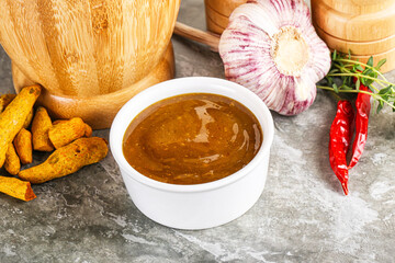 Indian curry sauce in the bowl