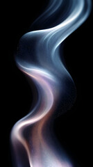 Abstract blue and pink glowing smoke wisp against a black background.
