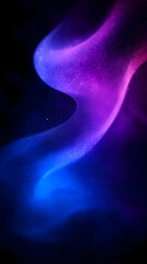 Abstract blue and purple gradient light on black background.