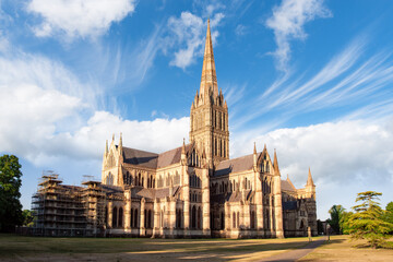 Salisbury cathedral at sunrise