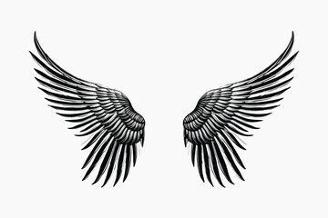 Obraz premium Intricate black angel wings illustration