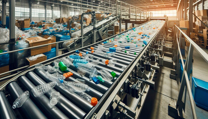 Fototapeta premium Plastic recycling plant, recycling, recycled plastic
