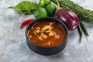 Spicy and Sour Soup with Prawns