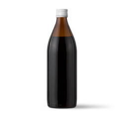 empty brown beer bottle isolated on white