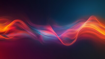 Fototapeta premium Colorful abstract waves of light swirl gracefully through a dark background, creating a mesmerizing visual experience