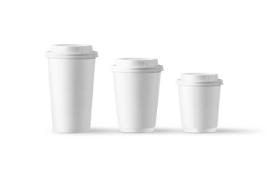 white paper coffee cup mock up isolated on white background, 3d illustration, 3d rendering