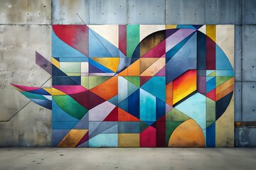 Vibrant Abstract Mosaic Artistry Wall Colorful Geometric Shapes Composition