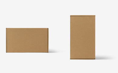 Brown Paper box Cardboard box isolated on white background , mockup