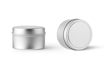 round tin can on white background, mockup