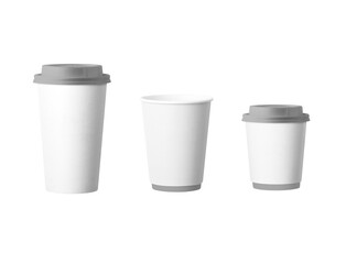 white paper coffee cup mock up isolated on white background, 3d illustration, 3d rendering