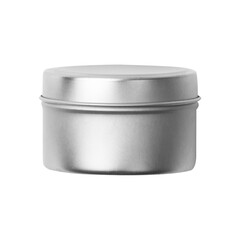 small round metal tin on white background mockup