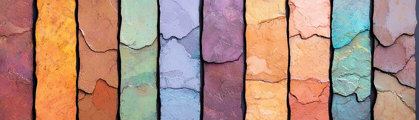 Obraz premium A vibrant display of colorful slate tiles, showcasing a blend of hues and textures, perfect for design inspiration.