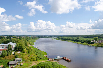 Fototapeta premium View from the bell tower of the Church of the Assumption of the Blessed Virgin Mary in Totma, Vologda region Russia